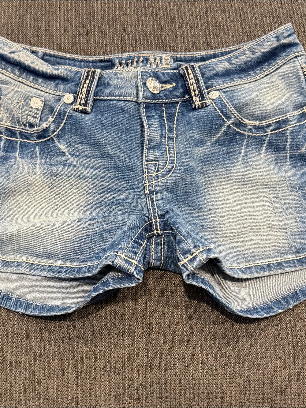 Miss Me Light Blue Distressed Denim Shorts
